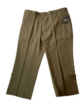 NWT Botany 500 Mens Olive Dress Pants Waist 42 Length 26 Pleated Front Polyester